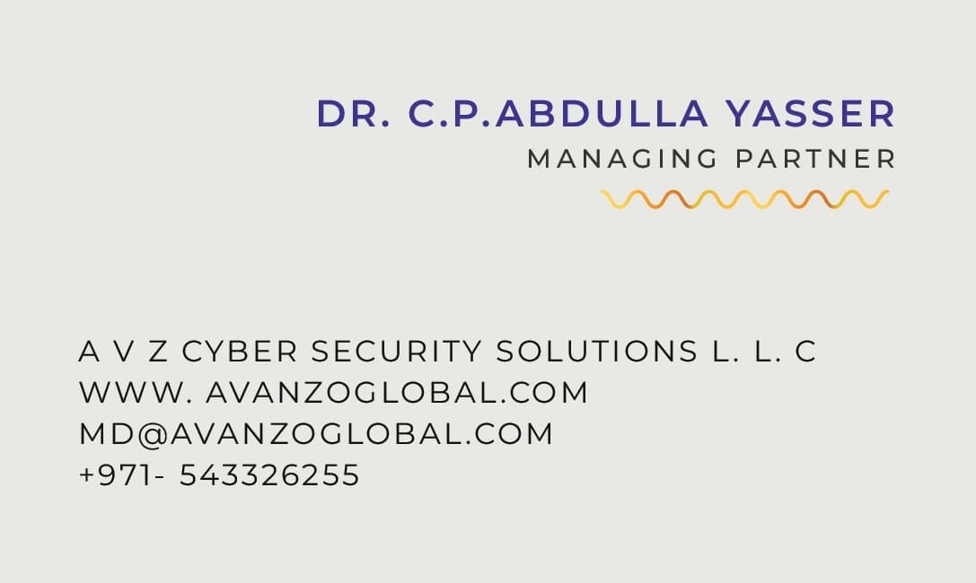Visiting card of Dr. C. P. Abdulla Yasser, Managing Director