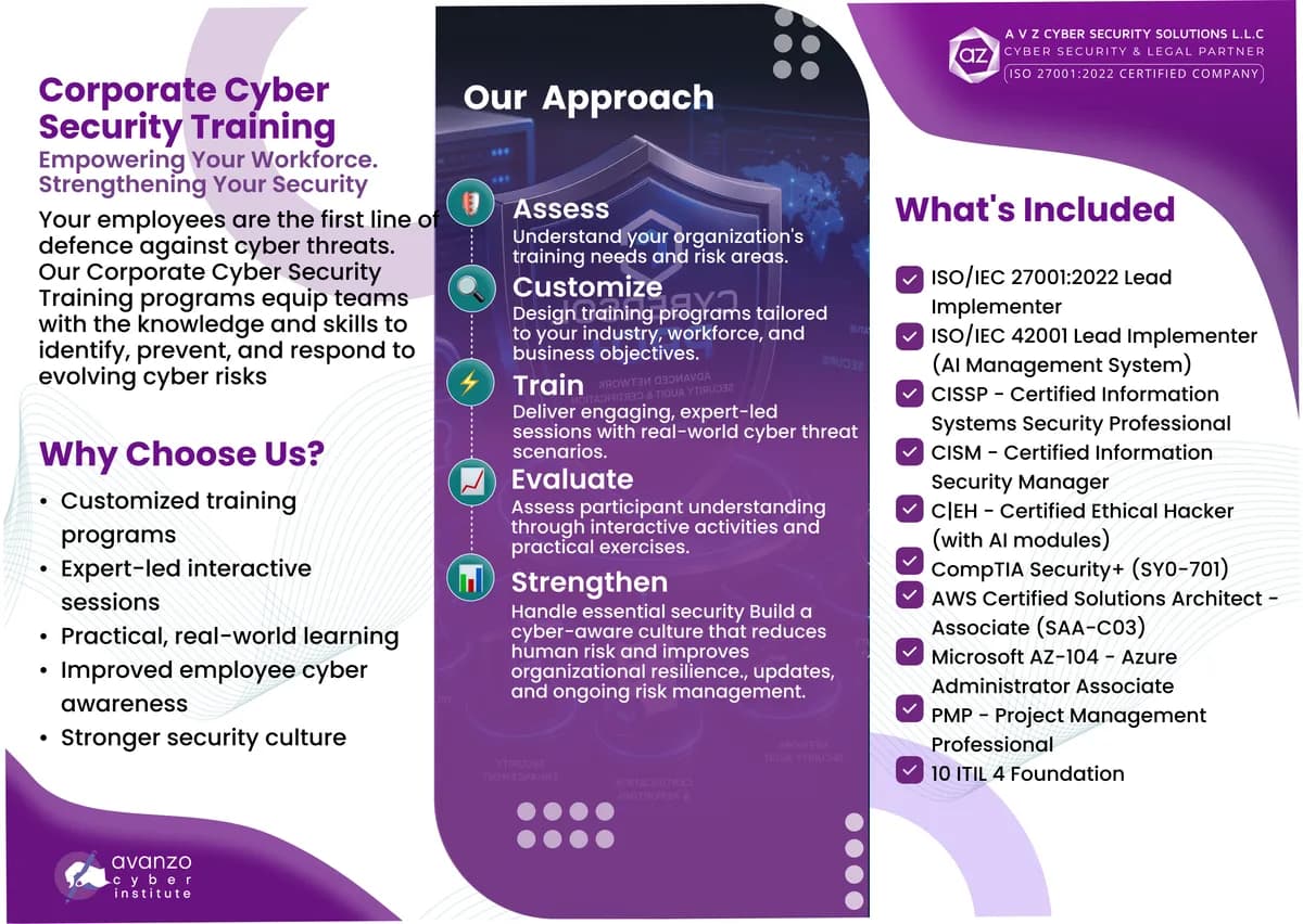 First page of the Corporate Cyber Security Training brochure